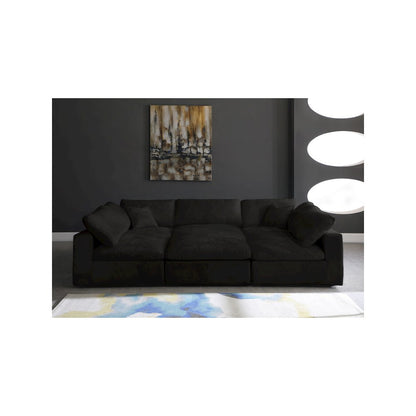 Cozy Black Velvet Comfort Modular Sectional