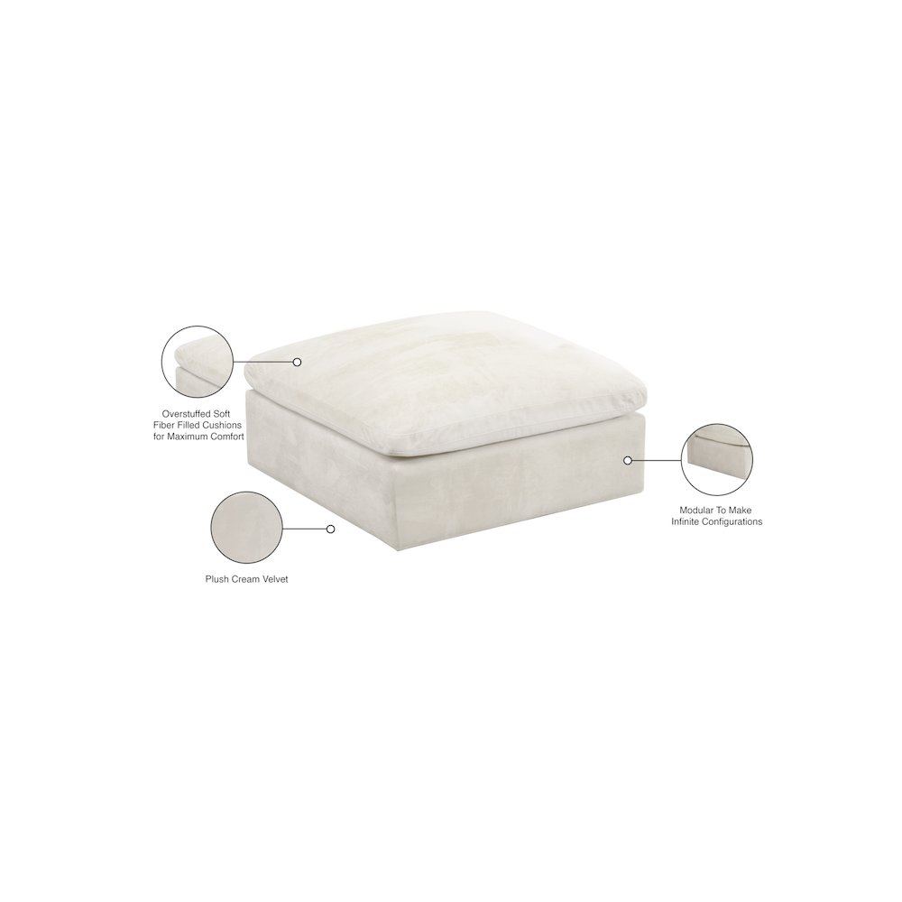 Cozy Cream Velvet Ottoman