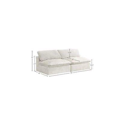 Cozy Cream Velvet Comfort Modular Armless Sofa