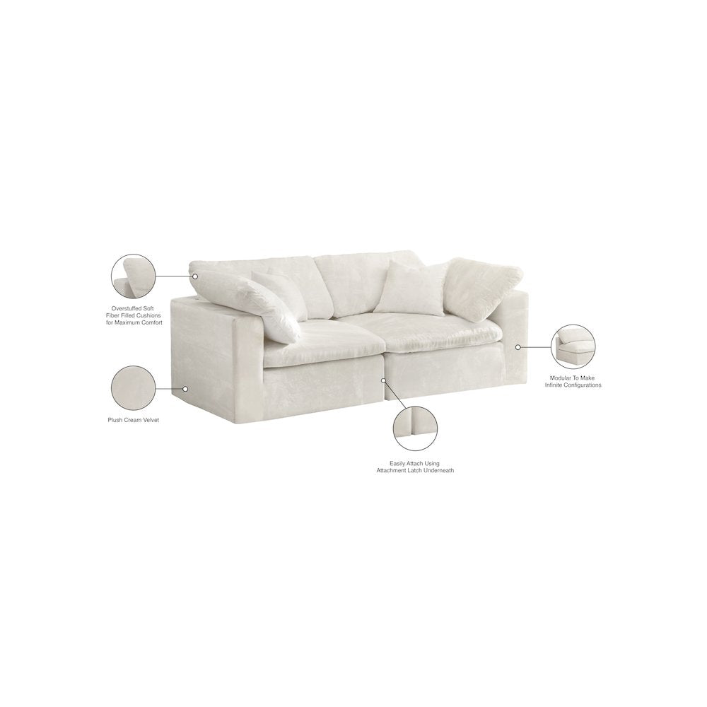 Cozy Cream Velvet Comfort Modular Sofa
