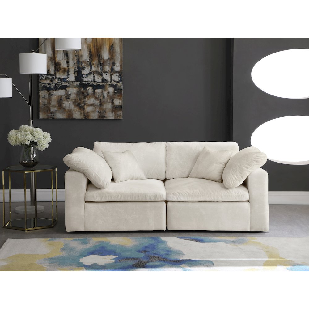Cozy Cream Velvet Comfort Modular Sofa