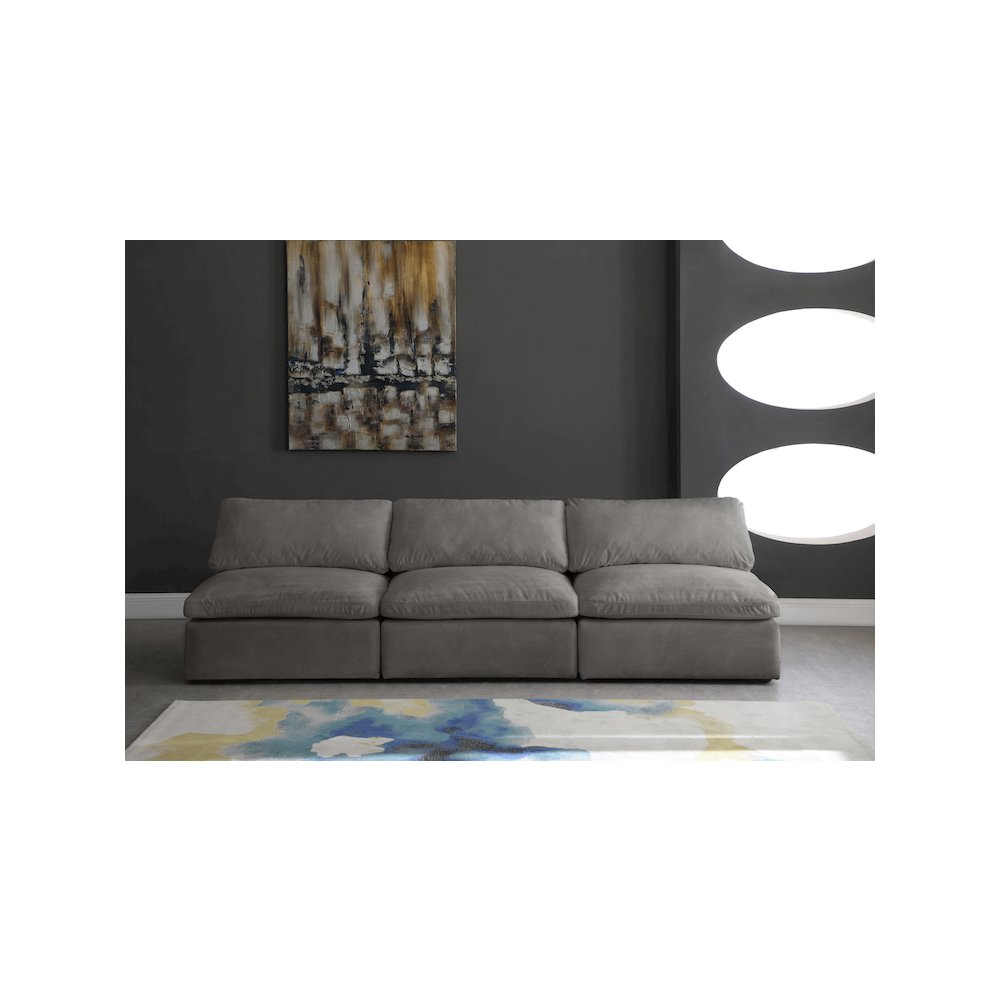 Cozy Grey Velvet Comfort Modular Armless Sofa
