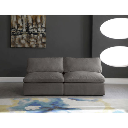 Cozy Grey Velvet Comfort Modular Armless Sofa