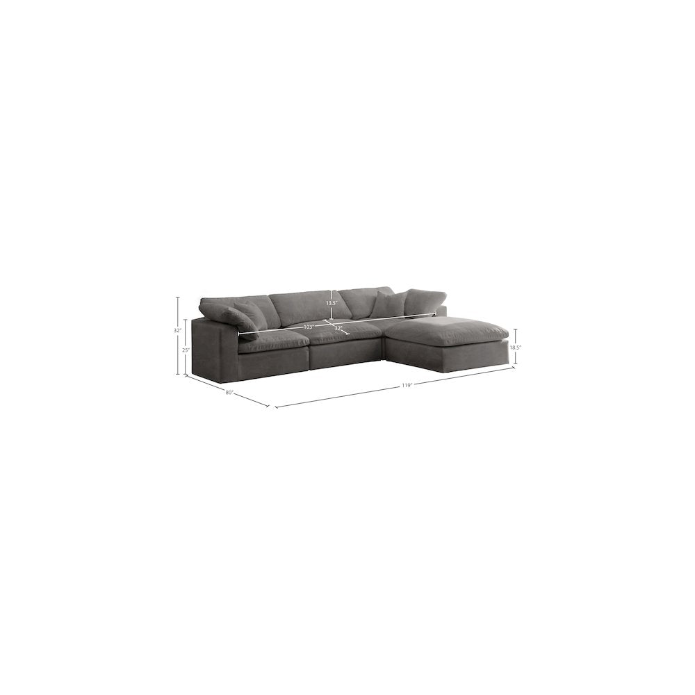 Cozy Grey Velvet Comfort Modular Sectional