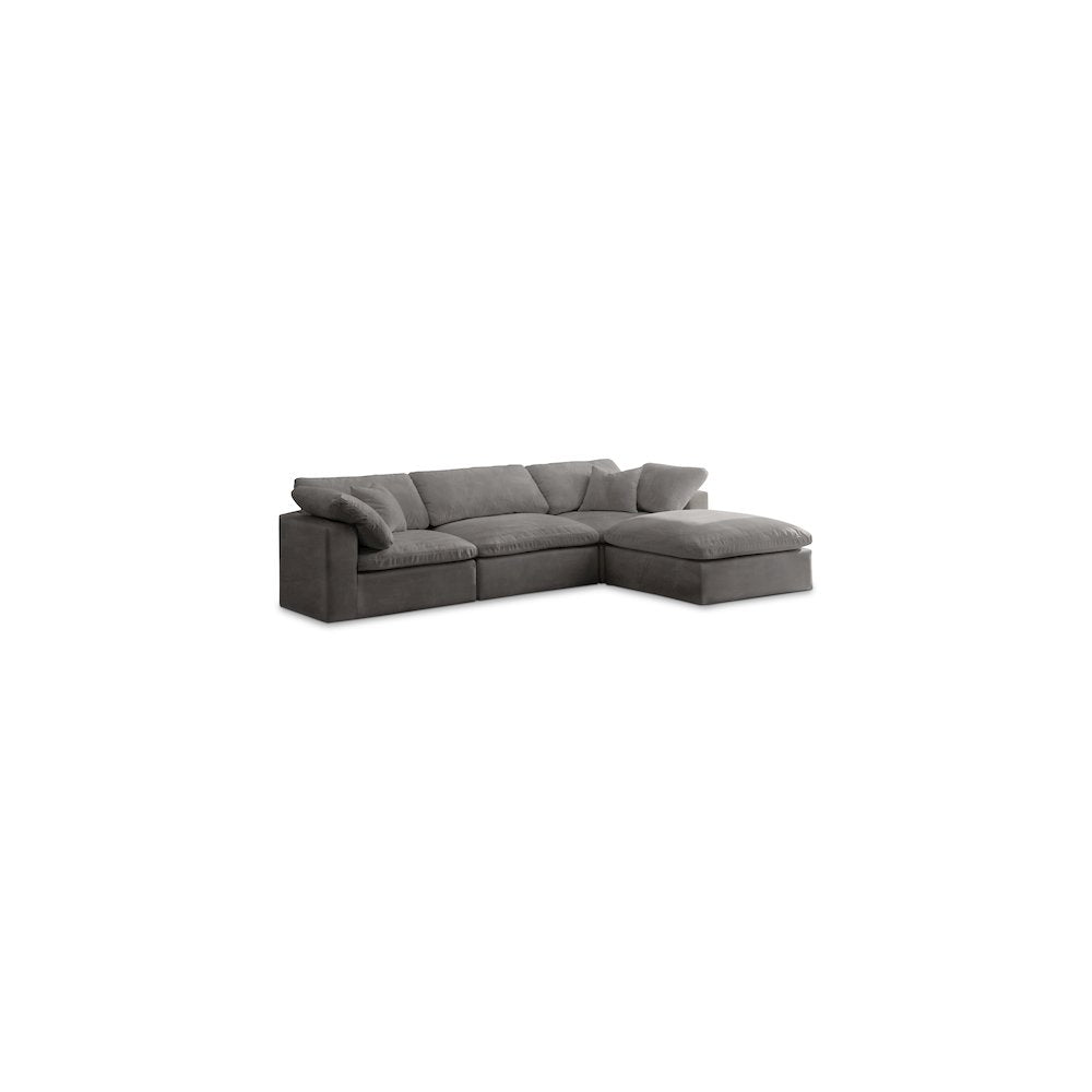 Cozy Grey Velvet Comfort Modular Sectional