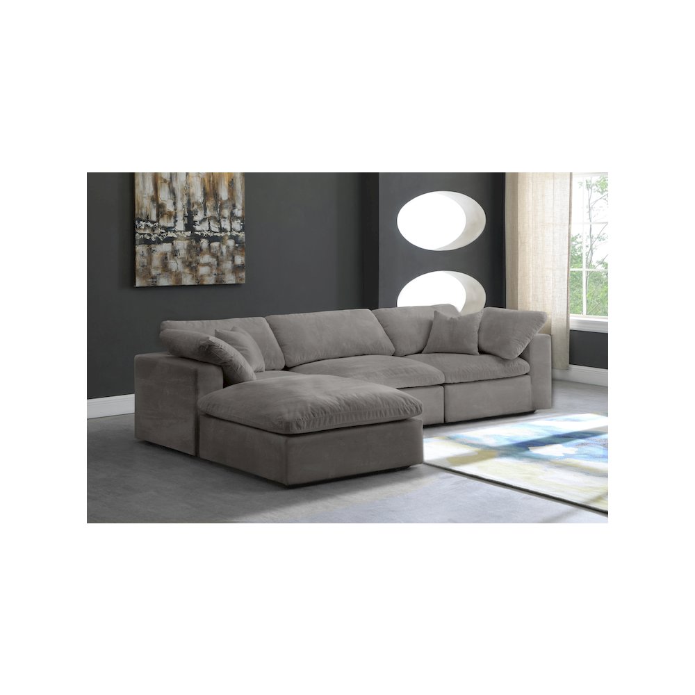 Cozy Grey Velvet Comfort Modular Sectional