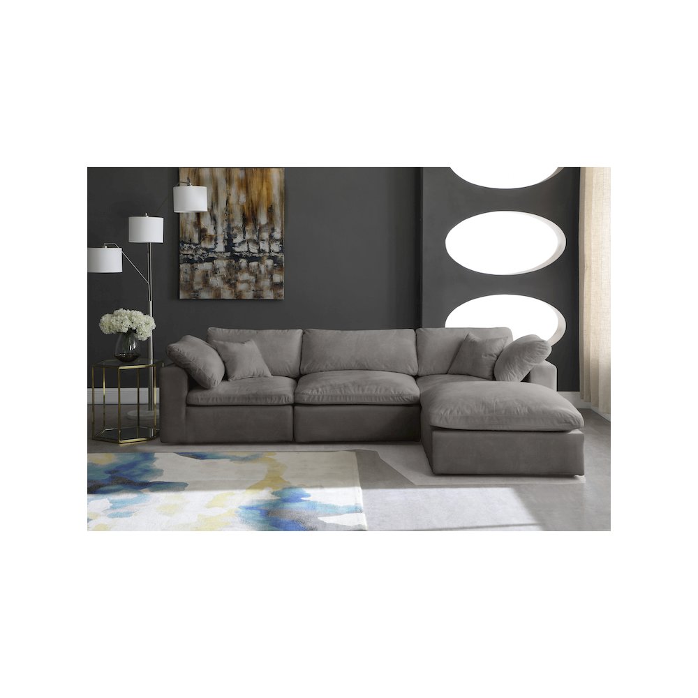 Cozy Grey Velvet Comfort Modular Sectional