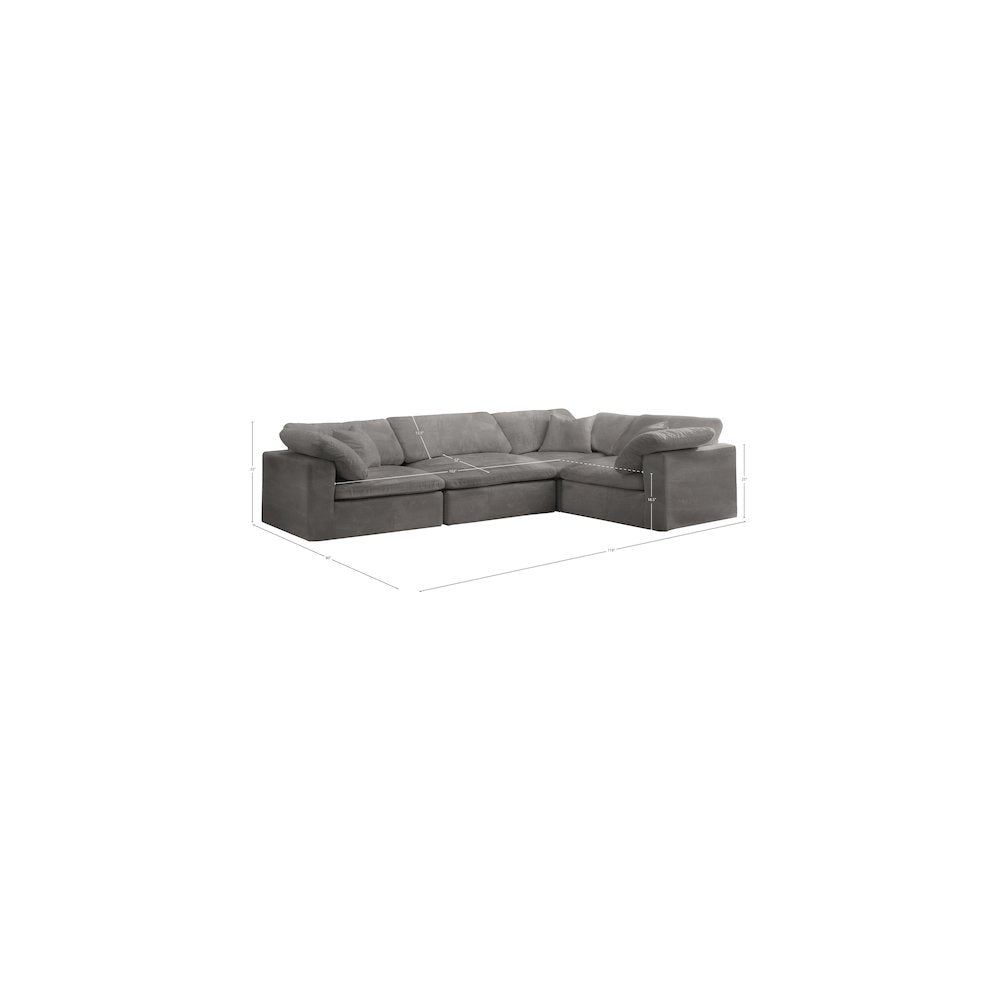 Cozy Grey Velvet Modular Sectional