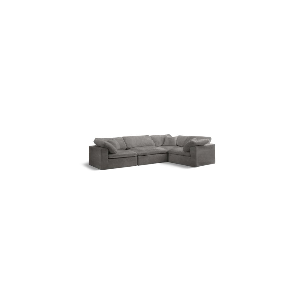 Cozy Grey Velvet Modular Sectional