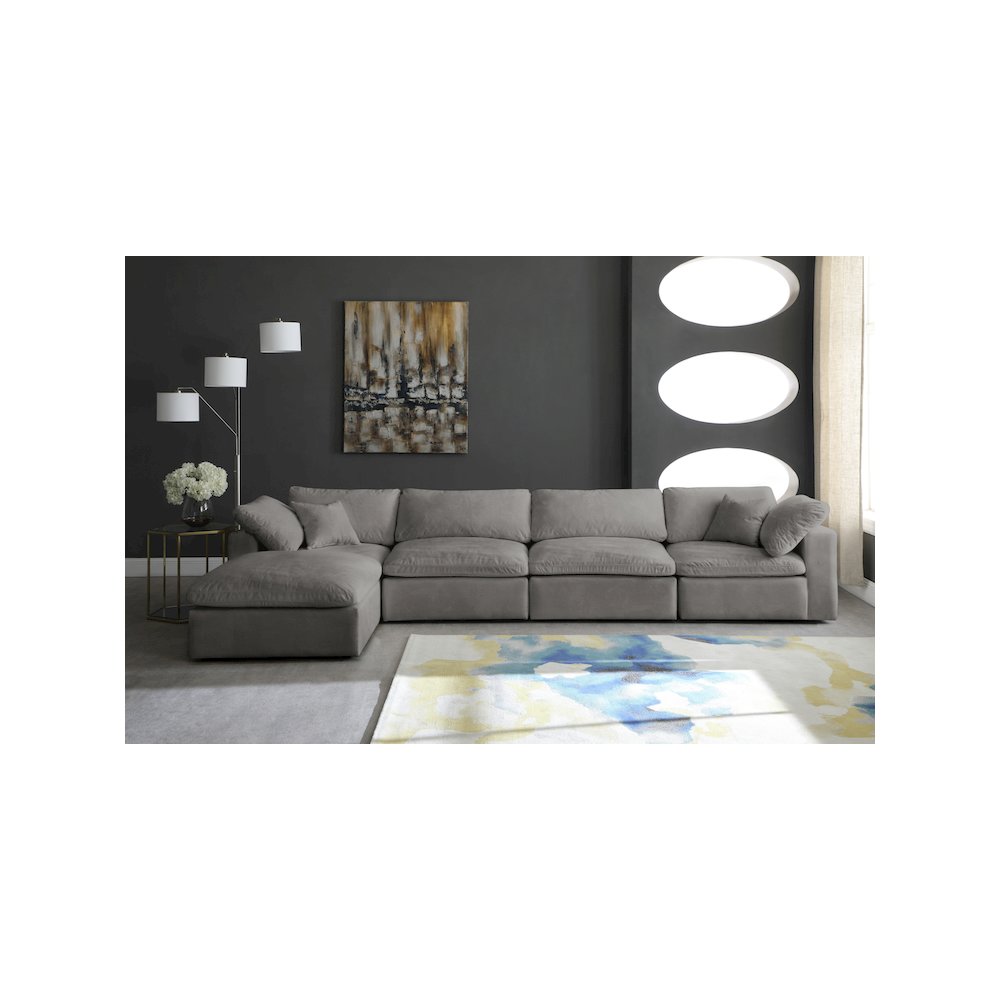 Cozy Grey Velvet Comfort Modular Sectional