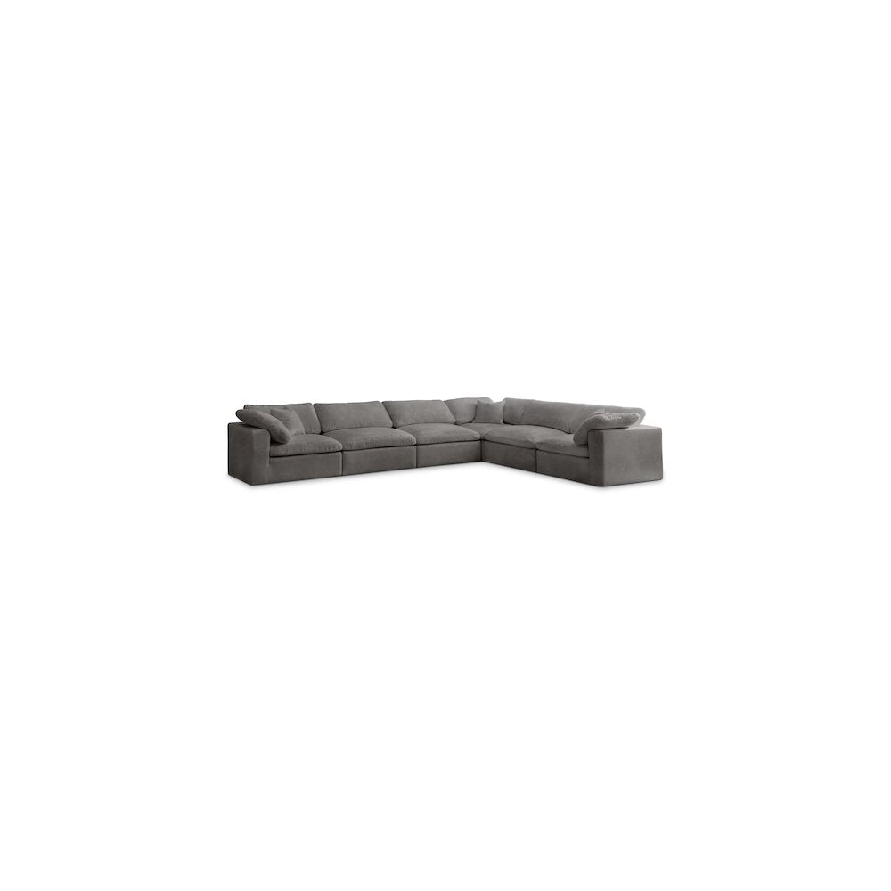 Cozy Grey Velvet Comfort Modular Sectional