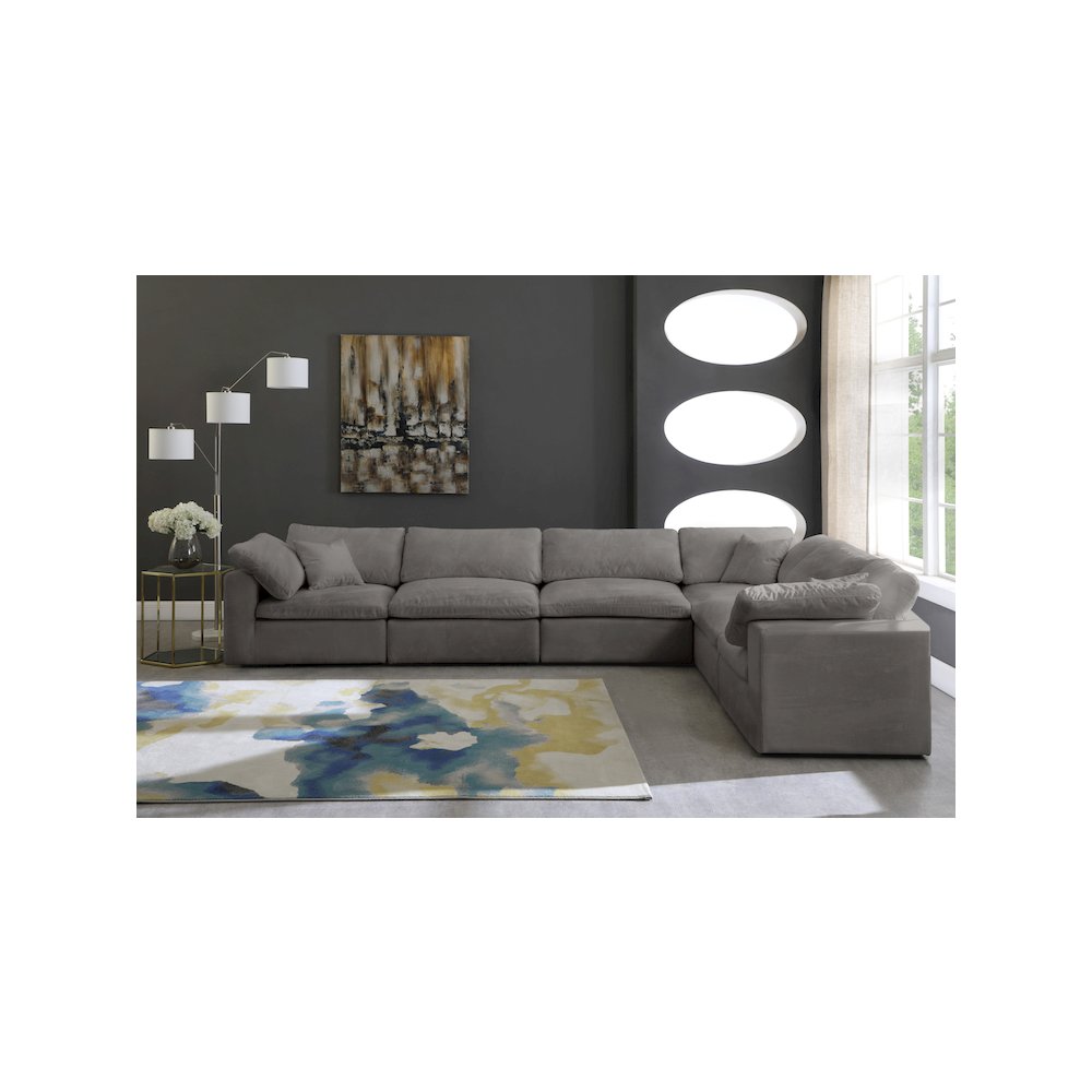 Cozy Grey Velvet Comfort Modular Sectional