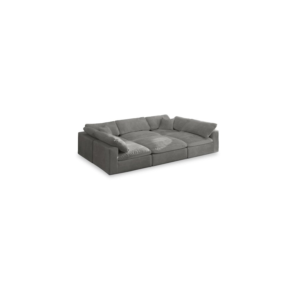Cozy Grey Velvet Comfort Modular Sectional