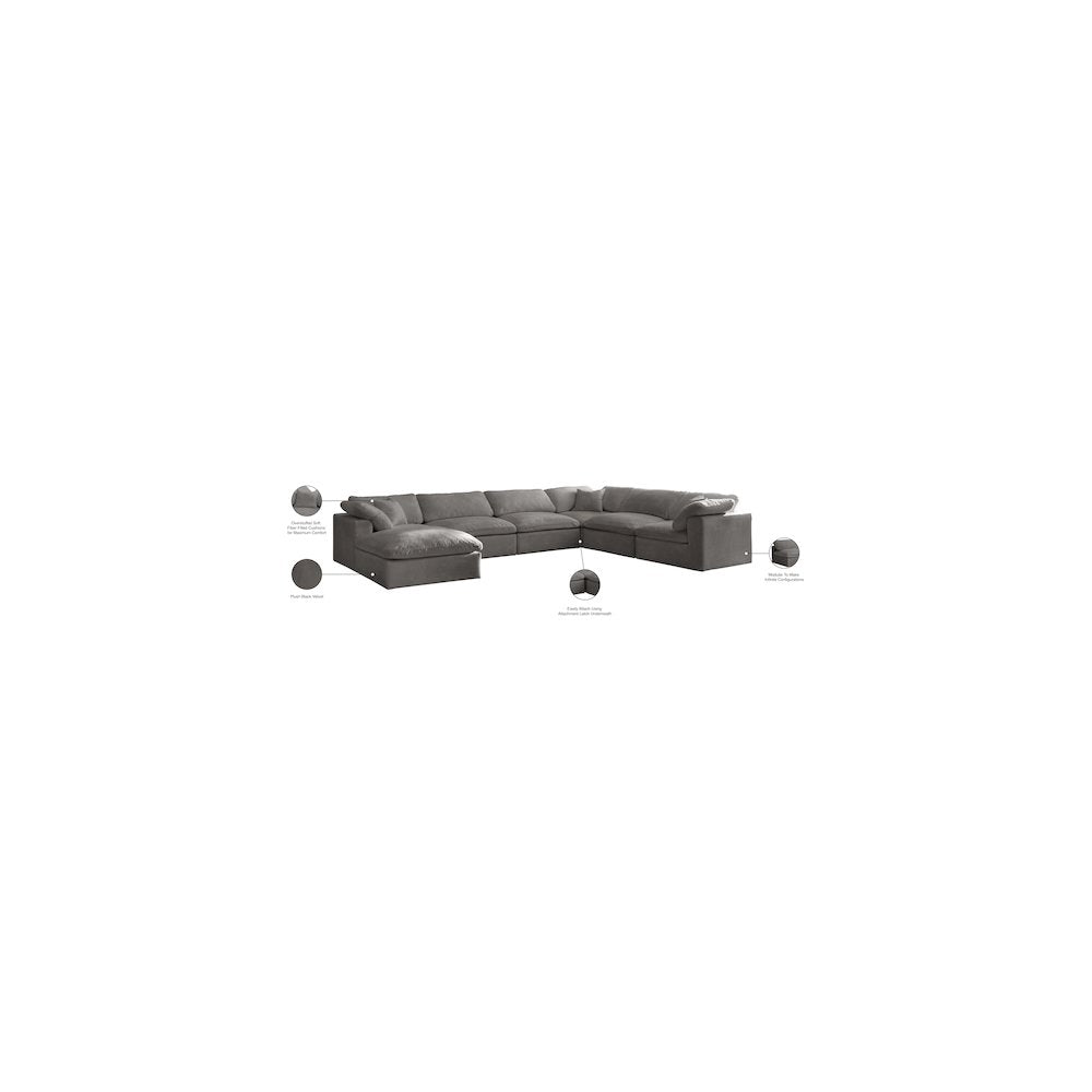 Cozy Grey Velvet Comfort Modular Sectional