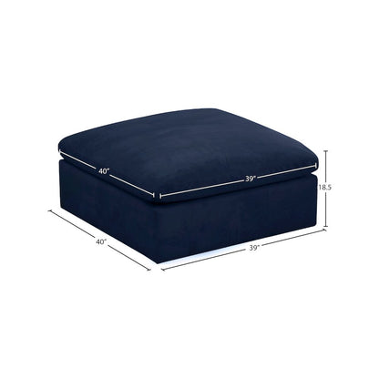 Cozy Navy Velvet Ottoman
