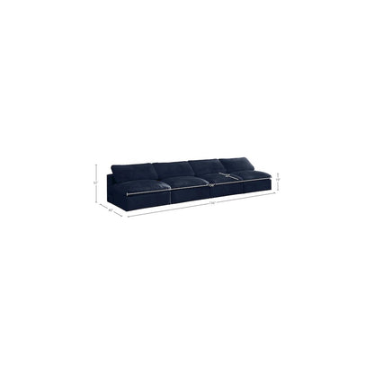 Cozy Navy Velvet Comfort Modular Armless Sofa