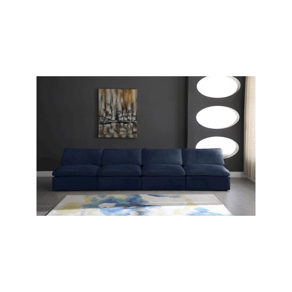 Cozy Navy Velvet Comfort Modular Armless Sofa