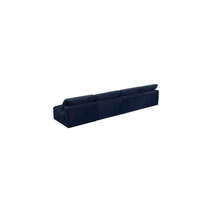 Cozy Navy Velvet Comfort Modular Armless Sofa