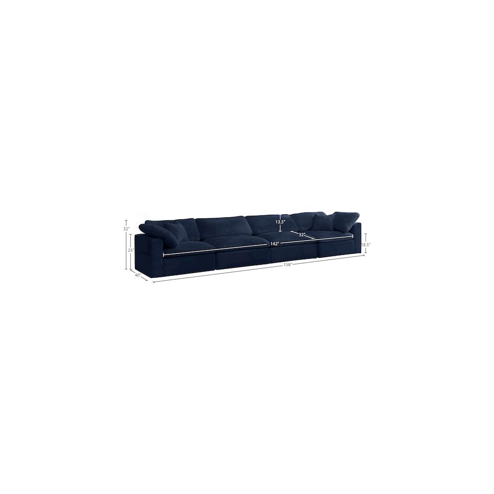 Cozy Navy Velvet Comfort Modular Sofa