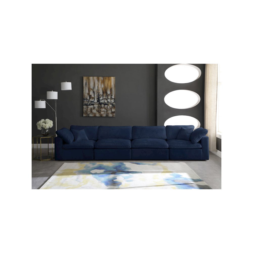 Cozy Navy Velvet Comfort Modular Sofa