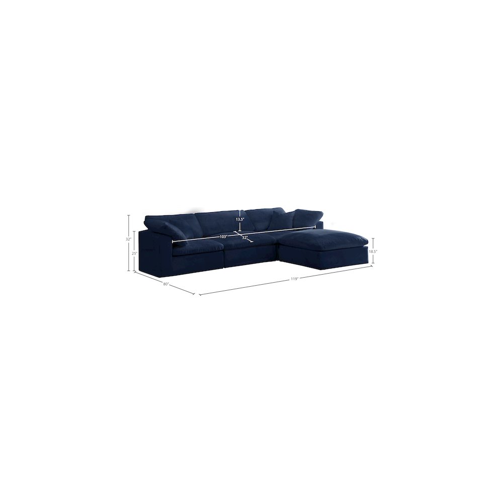 Cozy Navy Velvet Comfort Modular Sectional