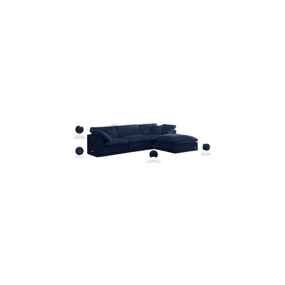 Cozy Navy Velvet Comfort Modular Sectional