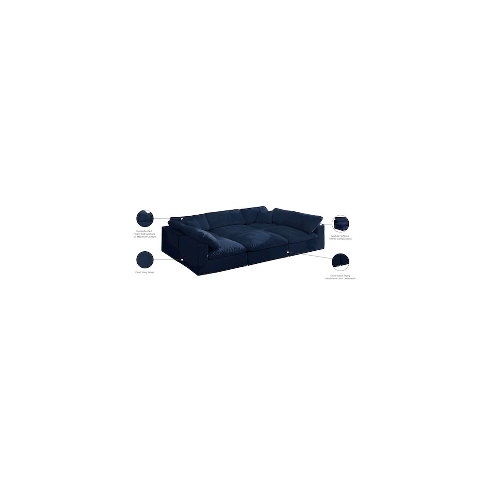 Cozy Navy Velvet Comfort Modular Sectional