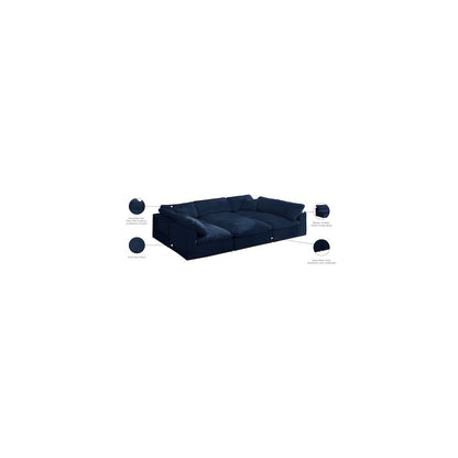 Cozy Navy Velvet Comfort Modular Sectional