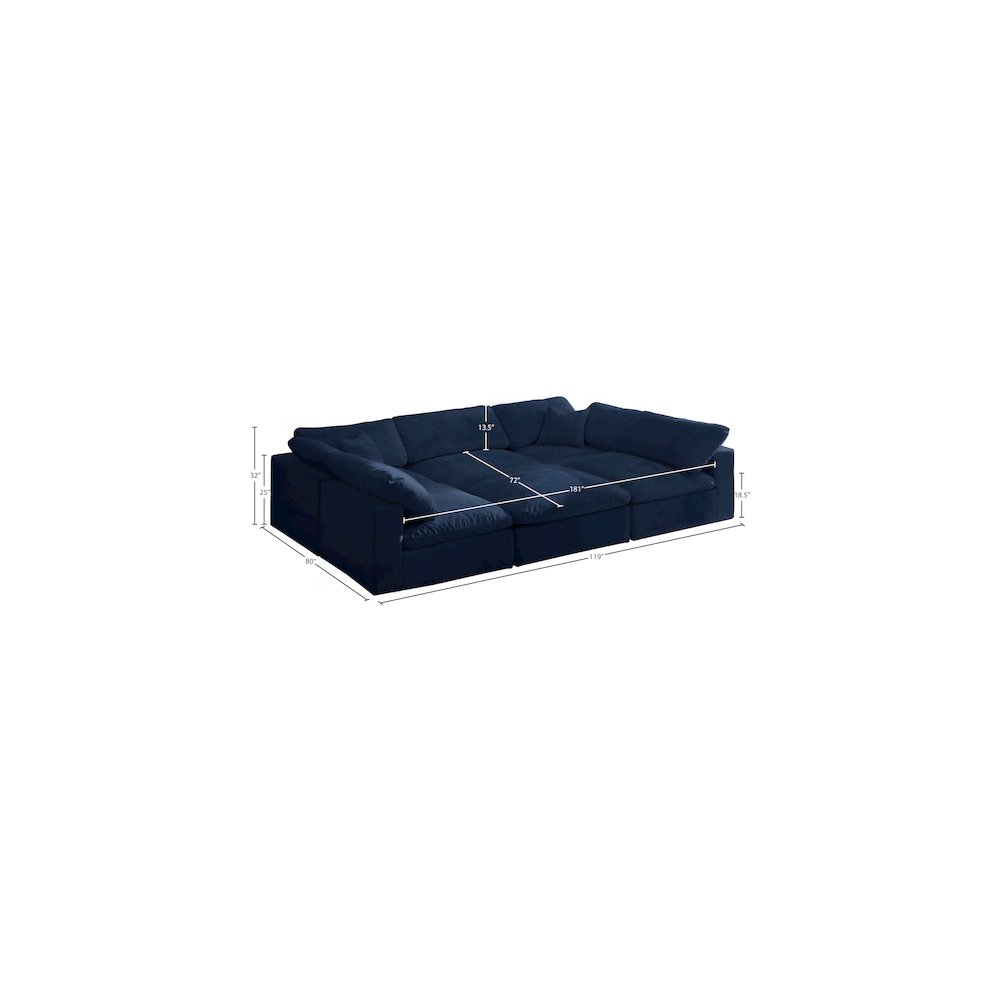 Cozy Navy Velvet Comfort Modular Sectional