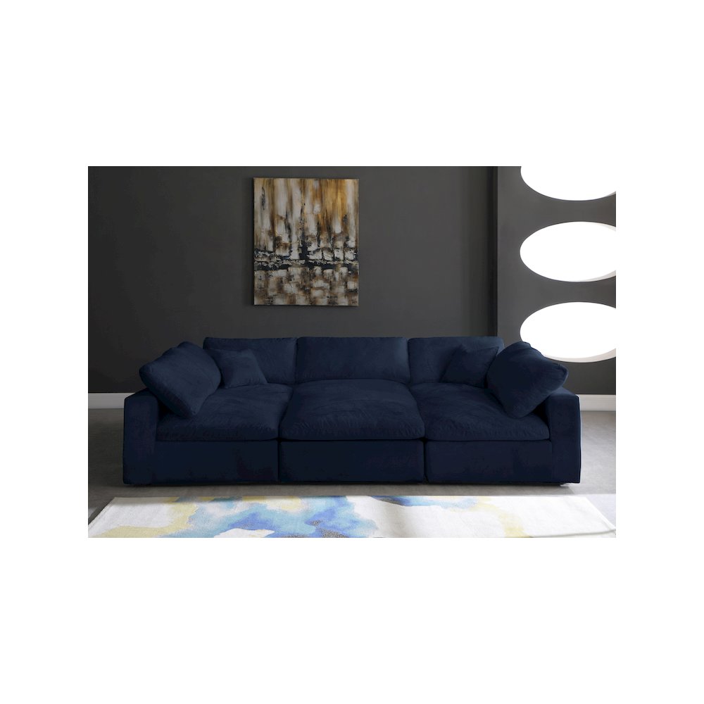 Cozy Navy Velvet Comfort Modular Sectional