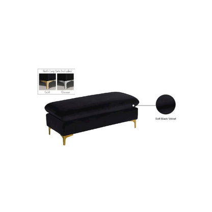 Naomi Black Velvet Ottoman