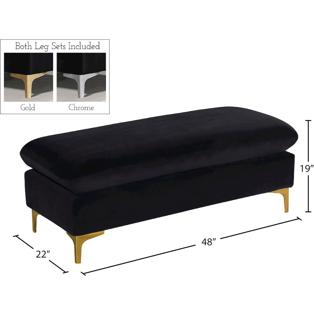 Naomi Black Velvet Ottoman
