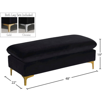 Naomi Black Velvet Ottoman