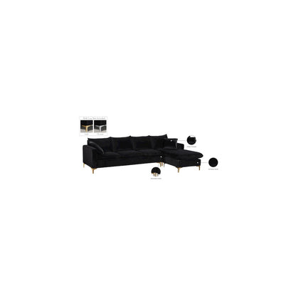 Naomi Black Velvet 2pc. Reversible Sectional