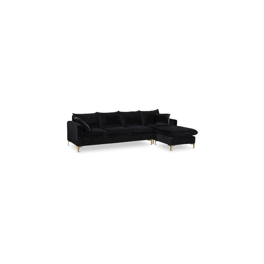 Naomi Black Velvet 2pc. Reversible Sectional