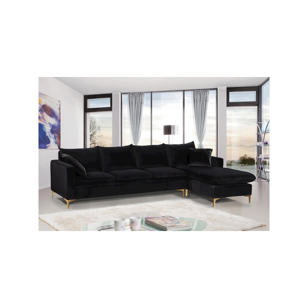 Naomi Black Velvet 2pc. Reversible Sectional