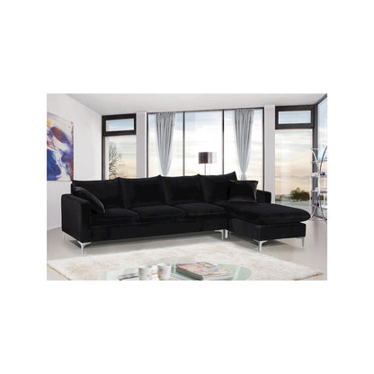 Naomi Black Velvet 2pc. Reversible Sectional
