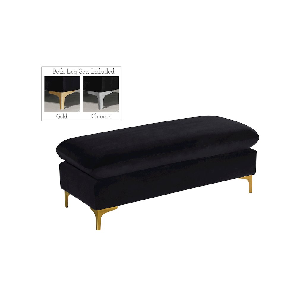 Naomi Black Velvet 2pc. Reversible Sectional