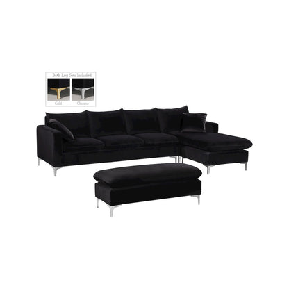 Naomi Black Velvet 2pc. Reversible Sectional