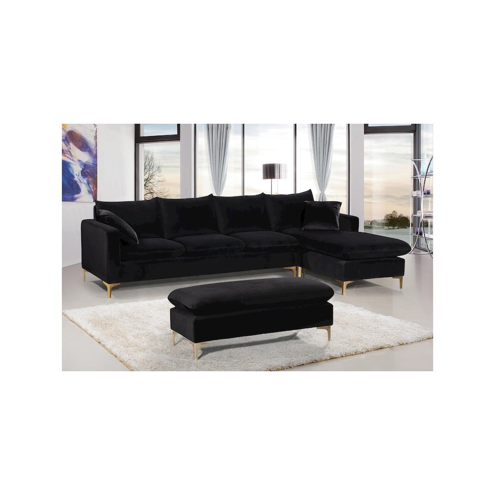Naomi Black Velvet 2pc. Reversible Sectional