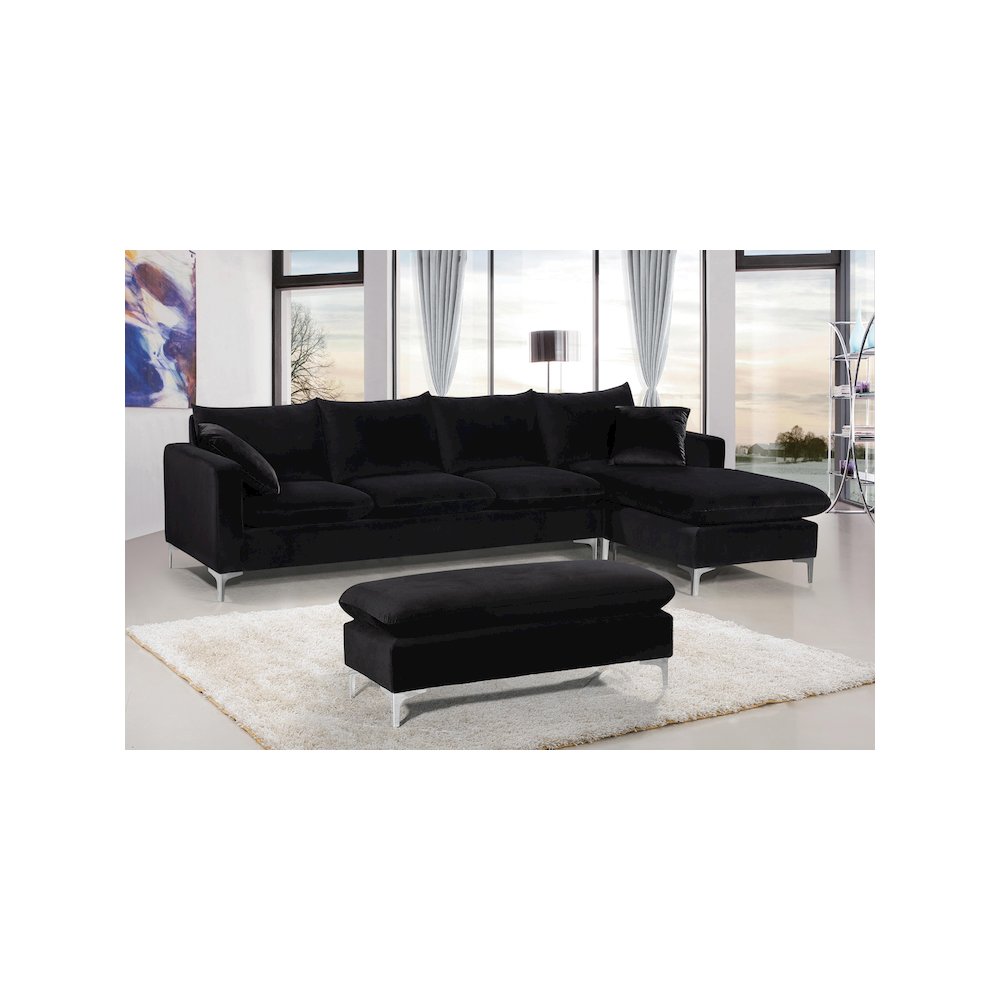 Naomi Black Velvet 2pc. Reversible Sectional