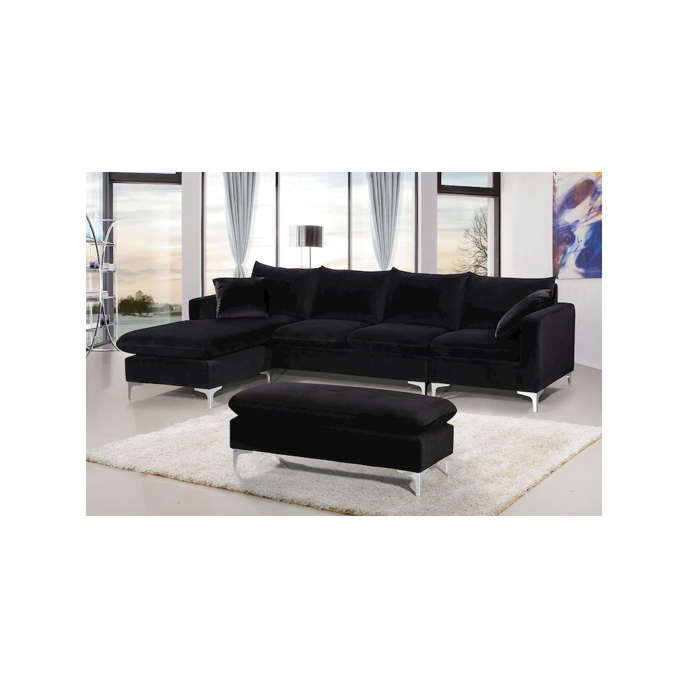Naomi Black Velvet 2pc. Reversible Sectional