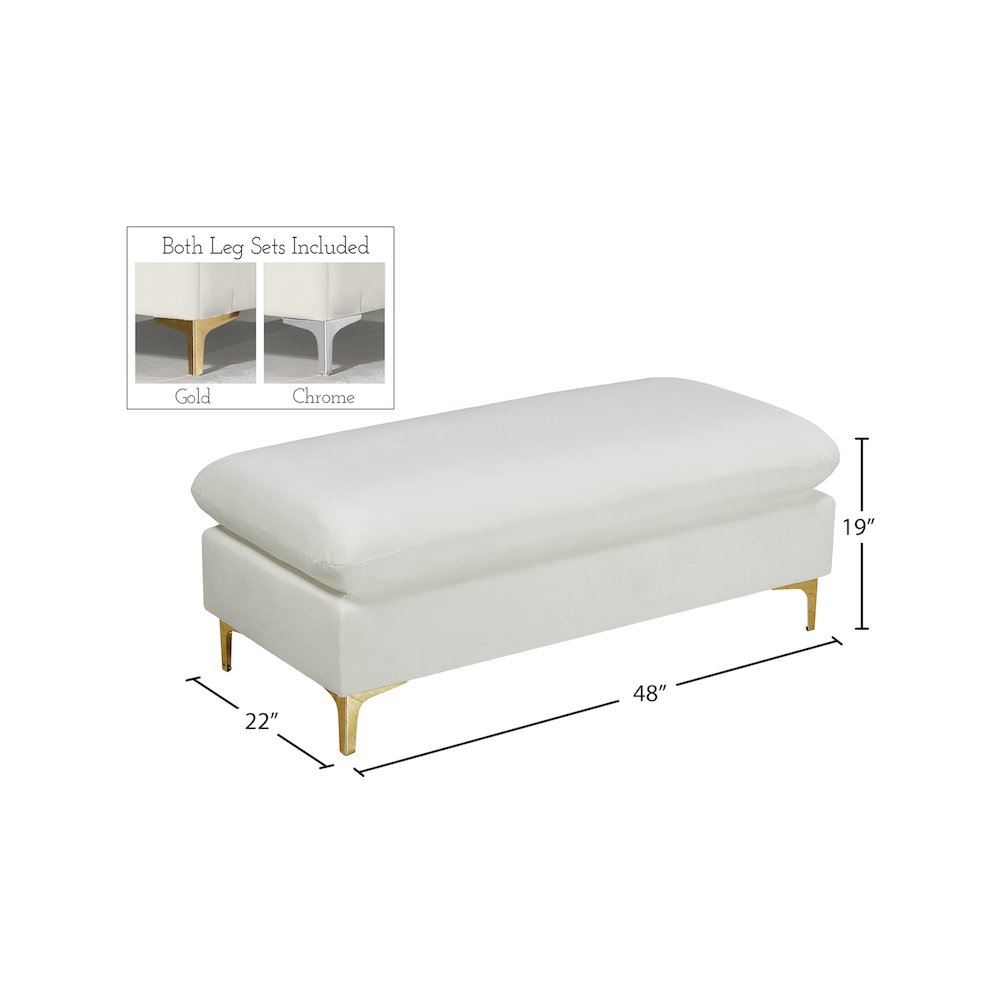Naomi Cream Velvet Ottoman