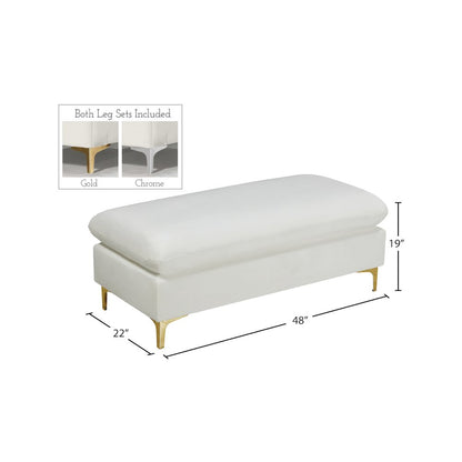 Naomi Cream Velvet Ottoman