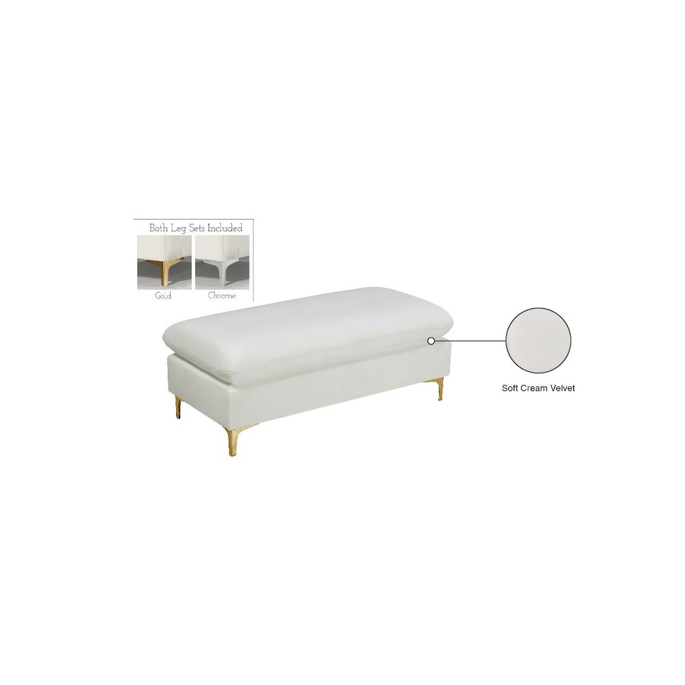 Naomi Cream Velvet Ottoman