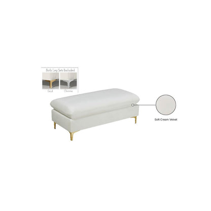 Naomi Cream Velvet Ottoman