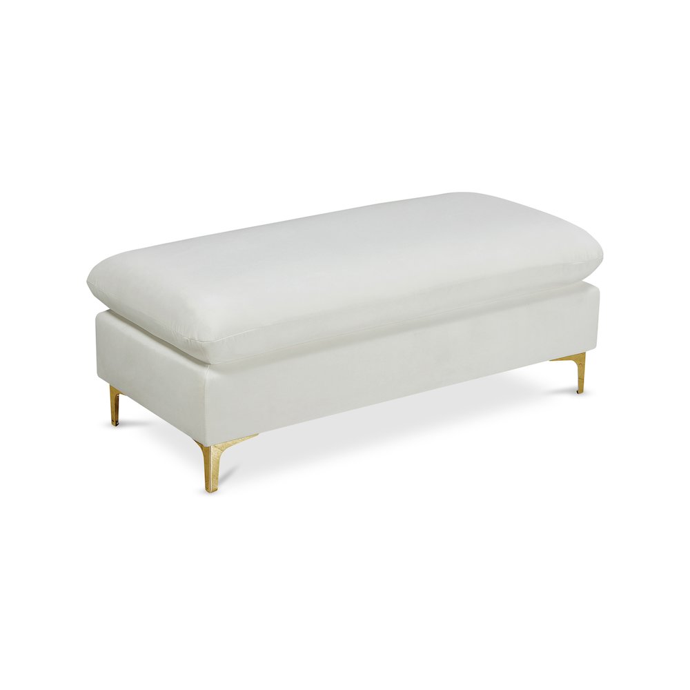 Naomi Cream Velvet Ottoman