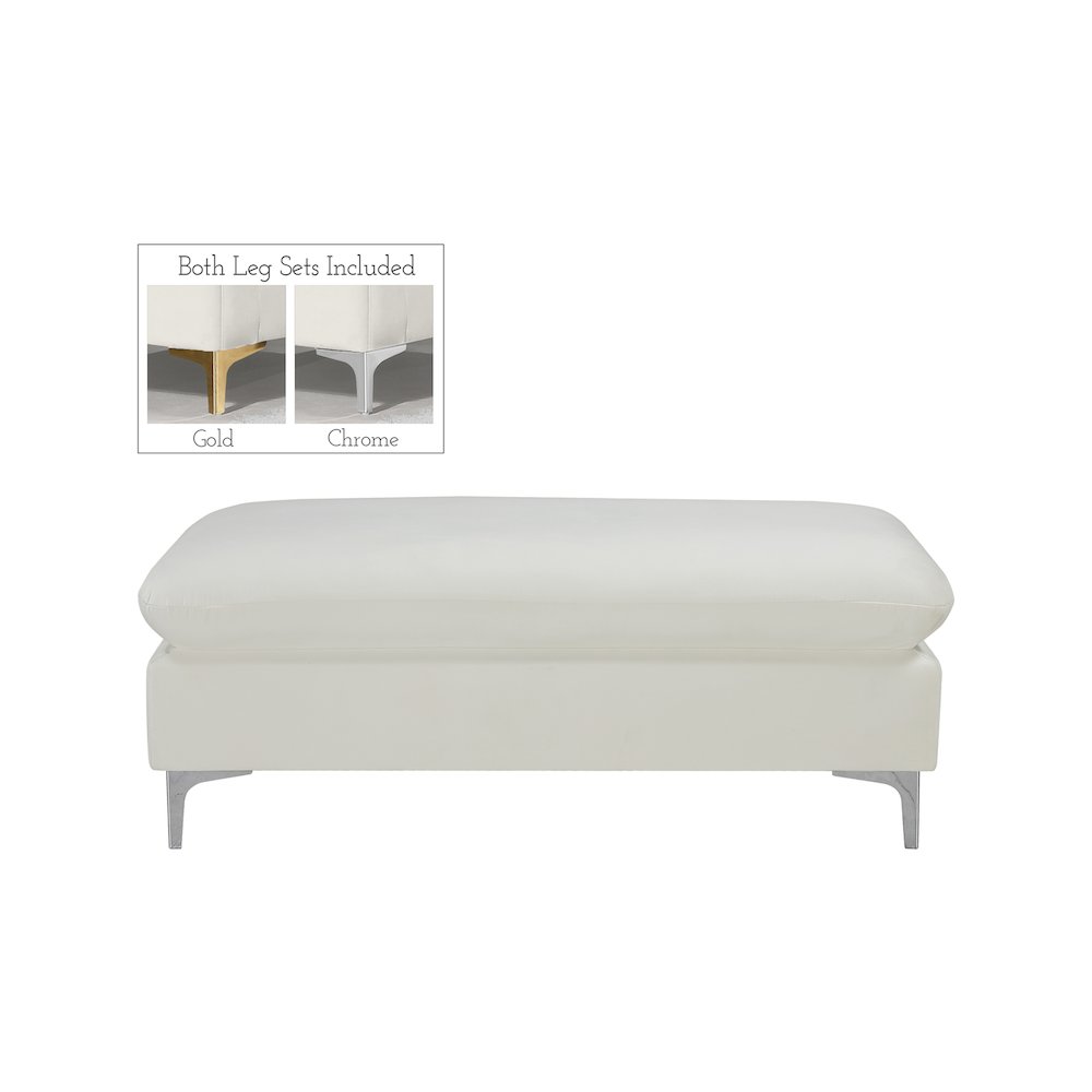 Naomi Cream Velvet Ottoman