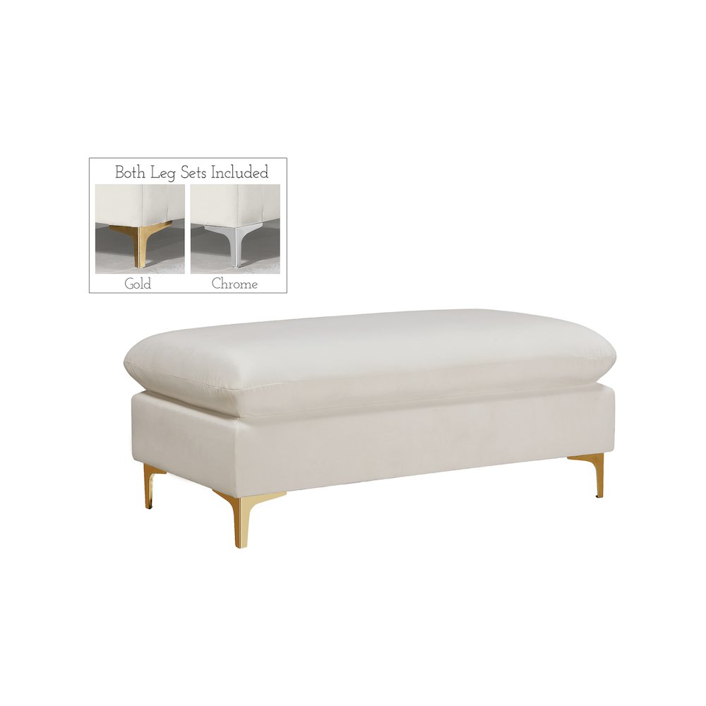 Naomi Cream Velvet Ottoman