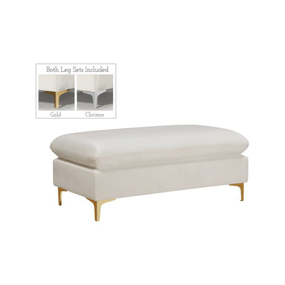 Naomi Cream Velvet Ottoman